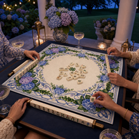 Tapis de Mahjong Américain à Motif Floral Hortensia, Design Original 2026, Carré de 33 Pouces, Néoprène Antidérapant de 2 mm, Décoration de Table, Housse de Table de Jeu