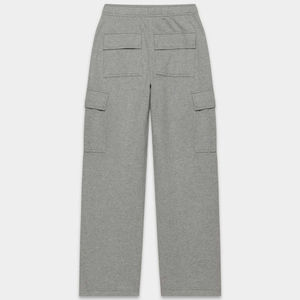 Ensemble de survêtement gris chiné pour homme, coupe ample, avec sweat à capuche et pantalon cargo large, personnalisable avec logo - Product Image 5