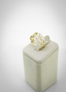 Natural Diamond Polki Double Row Eternity Band in Solid 18K Yellow Gold – Low Profile Organic Slice Diamond <b>Statement</b> <b>Ring</b> - Product Image 4