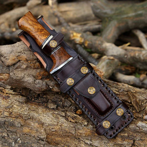 Couteau de chasse et de survie personnalisé en acier Damas, 10,5 pouces, manche en bois de rose et os, lame fixe forgée à la main, couteau tactique - Product Image 6