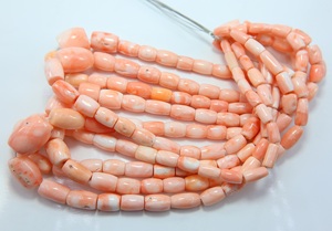 Perles tubulaires en corail rose naturel japonais, lisses, en pierre précieuse, brin de 17 pouces pour la fabrication de bijoux - Product Image 2