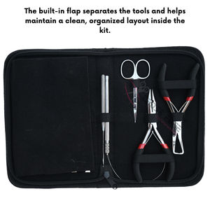 Kit d'outils pour extensions de cheveux de styliste avec pinces à extensions en acier inoxydable, outil de fermeture de perles, doigtier de séparation et ciseaux de coupe - Product Image 5