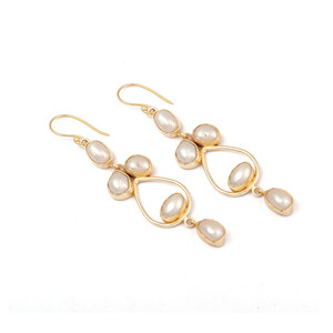 18k <b>Gold</b> Plated Pearl <b>Dangle</b> Drop <b>Earrings</b> Statement Wedding Jewelry Bridal Accessories - Product Image 4