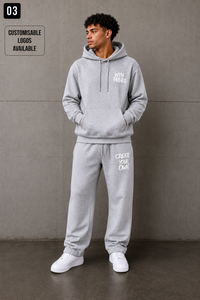 Ensemble molletonné lourd 300-500 GSM personnalisé, le plus vendu – Sweat à capuche et pantalon de jogging en molleton technique pour homme, style streetwear oversize, 2 pièces en tissu éponge - Product Image 4