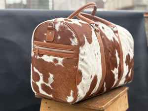 Sac de voyage léger en cuir véritable avec logo personnalisé, sac de week-end, sac de voyage pour une nuit, bagage à main LHODB-0118B - Product Image 5