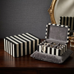 Handmade Black White Zebra Bone Inlay Box Striped Design Luxury Jewelry Storage Organizer Decorative Gift <b>Case</b> Home Decor Use - Product Image 1
