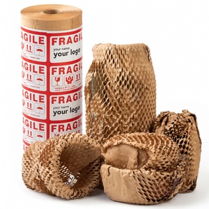Wholesale 12\" X 200ft Eco-Friendly Honeycomb Kraft Paper Wrap Roll Biodegradable Cushioning <b>Material</b> for Shipping Protective - Product Image 1
