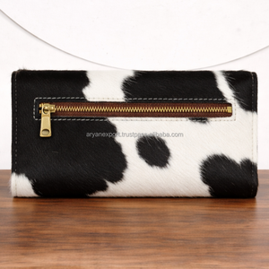 Women's Black Tooled Leather Clutch Carved Leather Hair On Hide <b>Wallet</b>/Clutch Personalizes Western Cowgirl Purse Gift For Her - Product Image 4