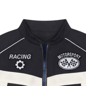 Racing Track Full Zip Motorsport <b>Bomber</b> <b>Jacket</b> Embroidered Patch Windproof Streetwear Team Sports Custom Design % Cotton - Product Image 5