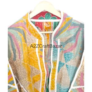New Style Boho Cotton <b>Jacket</b> & Coats Christmas Gift for Her Indian <b>Kantha</b> Handmade Quilted <b>Jacket</b> Women's Wear Cotton Coat - Product Image 2