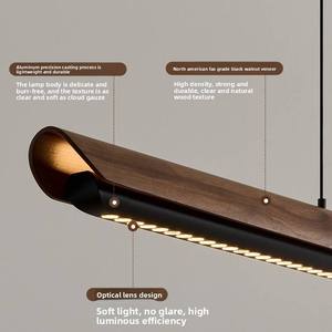 Ventilador de techo moderno sin aspas de madera con luz LED, ventilador lineal colgante para comedor e interiores elegantes - Product Image 1