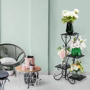 Artisasset Set di 4 Supporti per Piante in Vaso con Motivo Quadrato, Altezza 32,3 Pollici, Verniciati di Nero - Product Image 3