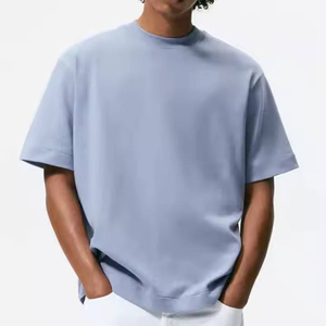 Custom Logo Streetwear Box Cut Tee T Shirt Heavyweight Cropped Top T Shirt Graphic Cotton Oversized Boxy Fit T-Shirt <b>Men</b> - Product Image 5