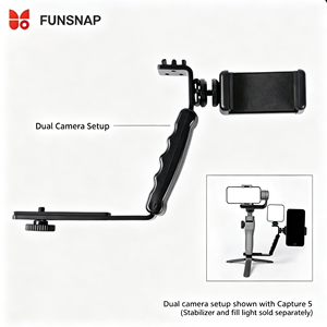 Support d'extension multifonctionnel avec griffe porte-accessoire et double fixation pour appareil photo (filetage 1/4 pouce) et poignée de transport pour stabilisateur de téléphone à cardan - Product Image 3
