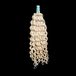 Cheveux indiens vierges Remy de qualité supérieure, couleur sexy # Cheveux lisses en vrac 613, double trame, qualité 6A-10A, toutes les couleurs disponibles - Product Image 2