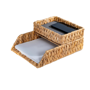 Water Hyacinth Storage Tray, Tabletop <b>Folder</b> & <b>Document</b> Tray Set Of 2, Desktop File Organizer <b>For</b> Home & Office From Vietnam - Product Image 3