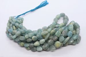 Perles d'aigue-marine naturelle lisses en forme de pépite 6-15MM, perles de pierres précieuses d'aigue-marine naturelle simples 17 pouces, perles d'aigue-marine naturelle polies - Product Image 2