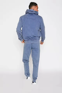 Ensemble de survêtement en molleton blanc cassé pour homme, sweat-shirt à capuche et pantalon de jogging, deux pièces, vêtements de sport d'hiver - Product Image 1