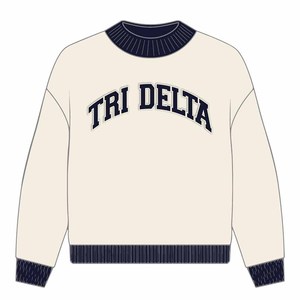 Tri Delta Wholesale Heavyweight <b>Mock</b> <b>Neck</b> Crew <b>Neck</b> Sweatshirt Women Men Ladies Unisex Greek Apparel Polka Dot Gingham Patch - Product Image 1