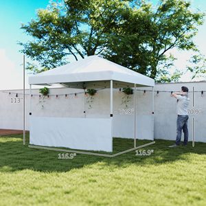 Tenda a Baldacchino Pop-up Bianca 3x3 Metri con 2 Pareti Laterali e Borsa con Ruote, Riparo Solare Istantaneo con Protezione UV50+ - Product Image 3