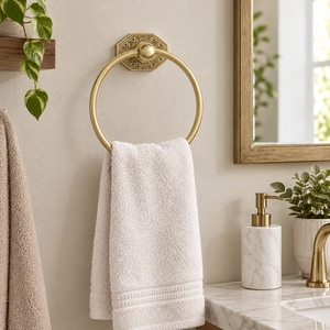 Accesorios de Baño de Lujo con Acabado Dorado, Soporte para Toallas Redondo de Latón Montado en la Pared para Uso en Hoteles y Hogares - Product Image 2