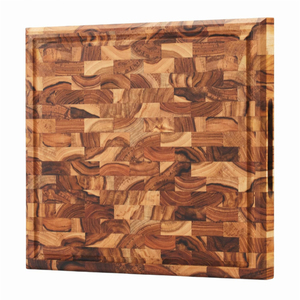 Juego de tablas de cortar de madera de acacia de primera calidad con ranura para jugos y patas antideslizantes para uso en la cocina al precio más bajo. - Product Image 4