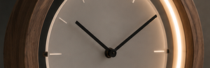 Circular Wood Wall <b>Clock</b> Minimalist Design <b>LED</b> Illuminated Backlight Quartz Movement Needle Display - Product Image 3