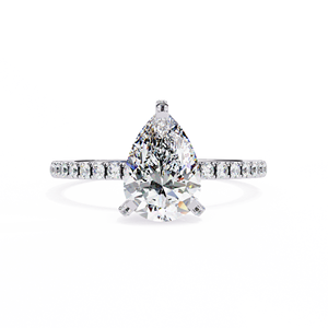 Anillo de Compromiso Clásico con Diamante Cultivado en Laboratorio de 1 Quilate, Corte Pera, Oro de 14k, Certificado IGI, Diamante VS DEF para Aniversario o Boda - Product Image 3