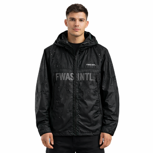 Veste coupe-vent thermoréactive à capuche pour homme, couleur changeante noir-vert, légère, streetwear Y2K, vestes pour hommes - Product Image 5