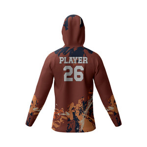 Custom Sublimated Geometric Print Basketball Practice Hooded Shooter <b>Shirts</b> Moisture Wicking Fitted Athletic OEM ODM Apparel - Product Image 6