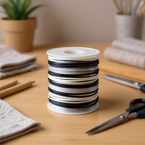 Filo per Cucito a Punto Rattail 1.5mm 50m Tinto in Sezioni Nero Bianco Grigio - Product Image 3