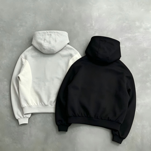 เสื้อฮู้ดลายเสือดาวแบบกลับด้านได้ ระบายอากาศได้ดี แจ็คเก็ตขนแกะซิปหน้าสำหรับผู้ชาย สีดำขาว ทรงโอเวอร์ไซส์ สไตล์สตรีทแวร์ สำหรับฤดูใบไม้ร่วง 100% - Product Image 3