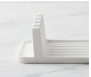 Reposacucharas Cuadrado de Silicona Blanca con Diseño de Drenaje Ranurado para Uso Doméstico - Product Image 2
