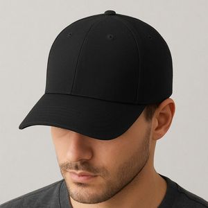 Casquette de baseball personnalisée blanche brodée, ajustable, 5 panneaux, en toile, visière incurvée, fermeture auto-agrippante pour le sport - Product Image 5