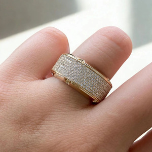 Wide Pave Moissanite Cluster <b>Ring</b> 925 Sterling <b>Silver</b> Rhodium Plated Hip Hop Style Statement Wedding Anniversary Gift for <b>Men</b> - Product Image 1