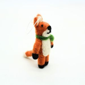 Handmade Needle Felted Fox Christmas Tree Hanging Ornament <b>Wool</b> Felt Animal Decoration - Product Image 3