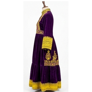 Vestido Afgano Tradicional de Terciopelo Morado Hecho a Mano, Vestido de Verano de Alta Calidad en Viscosa y Seda, Ropa Femenina, Vestido Kuchi Afgano - Product Image 3