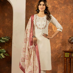 Conjunto Premium de Kurti, Pantalón y Dupatta Bordados para Boda, Ropa Tradicional - Product Image 1
