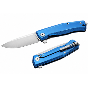 Navajas Plegables Azul Brillante con Hoja de Punta Caída Plateada, Mango Metálico Duradero, Clip de Bolsillo y Abrepuertas Manual para Camping y Uso Diario - Product Image 6