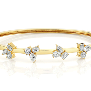 Brazalete Clásico de Oro de 10K con Diamantes, Brazalete Geométrico con Corte de Pera para Mujer, Brazalete de Boda - Product Image 3
