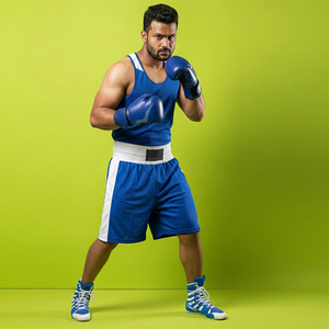 Uniforme de boxe en polyester écologique de haute qualité à séchage rapide pour boxeur, ensemble veste et short de kickboxing, design personnalisé - Product Image 5