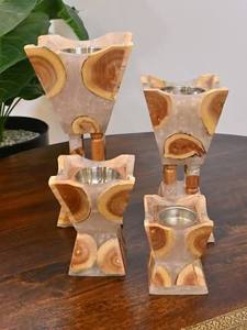 Quemador de Incienso Contemporáneo de Resina con Acabado de Madera Hecho a Mano para Sala de Estar y Aromatización del Hogar - Product Image 2