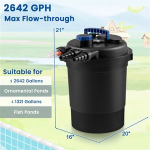 Filtro a Pressione per Laghetto da Esterno con Portata Massima di 4000 GPH, 4 Spugne Filtranti Rimovibili e Indicatore di Pulizia - Product Image 3