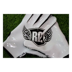 Gants de football blancs personnalisés, performance accrue, équipement sportif, accessoires d'entraînement athlétique - Product Image 1