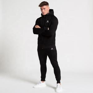 Survêtement pour hommes, vêtement en coton molletonné, de couleur noire, avec manches en raglan, près du corps, fait avec Hawk Eye Sports, livraison gratuite - Product Image 1