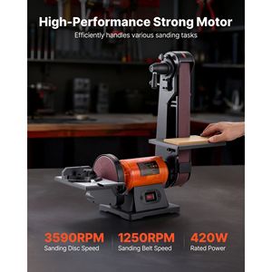 Sander à disque professionnel 420W 6 pouces, bande 2 pouces x 42 pouces, réglages d'angle multiples, bricolage, travail du bois, rénovation de meubles, couteau - Product Image 2