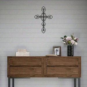 Decorazione Murale con Croce Cristiana - Design Classico in Ferro Battuto con Cornice per Arredamento Casa - Product Image 5