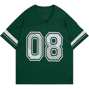 Maillot de football américain rétro en maille pour hommes et femmes, coupe ample et oversize, en polyester, style streetwear, pour l'été et les tenues décontractées - Product Image 1