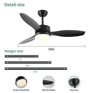 Ventilatore da soffitto a LED da 52 pollici per interni/esterni con kit luce selezionabile, colore nero - Product Image 5