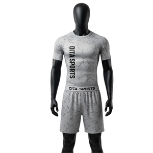 Light Grey <b>Black</b> <b>Men</b> Compression T Shirt and <b>Shorts</b> Set Quick Dry Stretch Fitness Gym Training Running Workout Performance Sport - Product Image 1